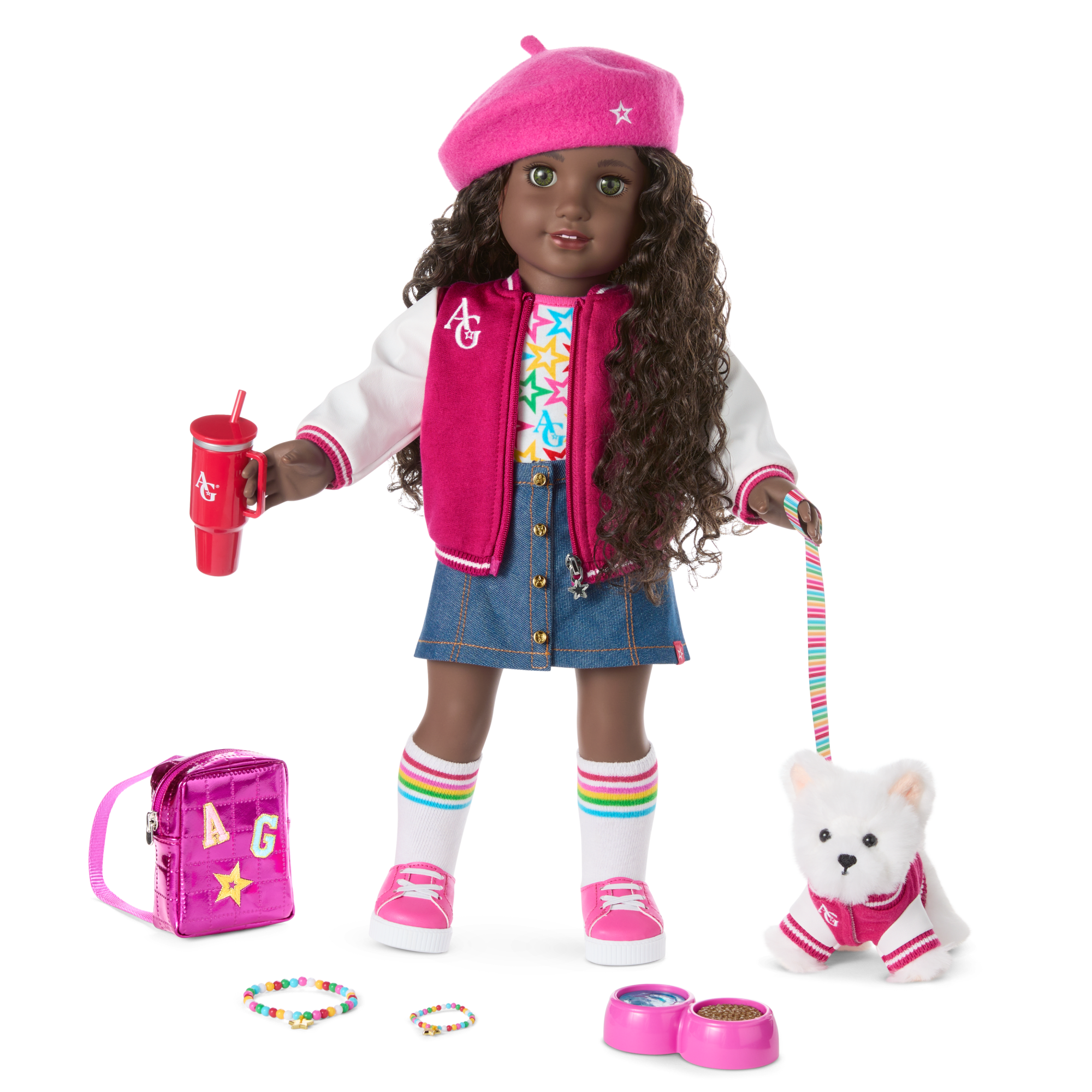 Truly Me 18-Inch Doll #127, Puppy, Mini Backpack & Accessories Ag Star Squad Bundle
