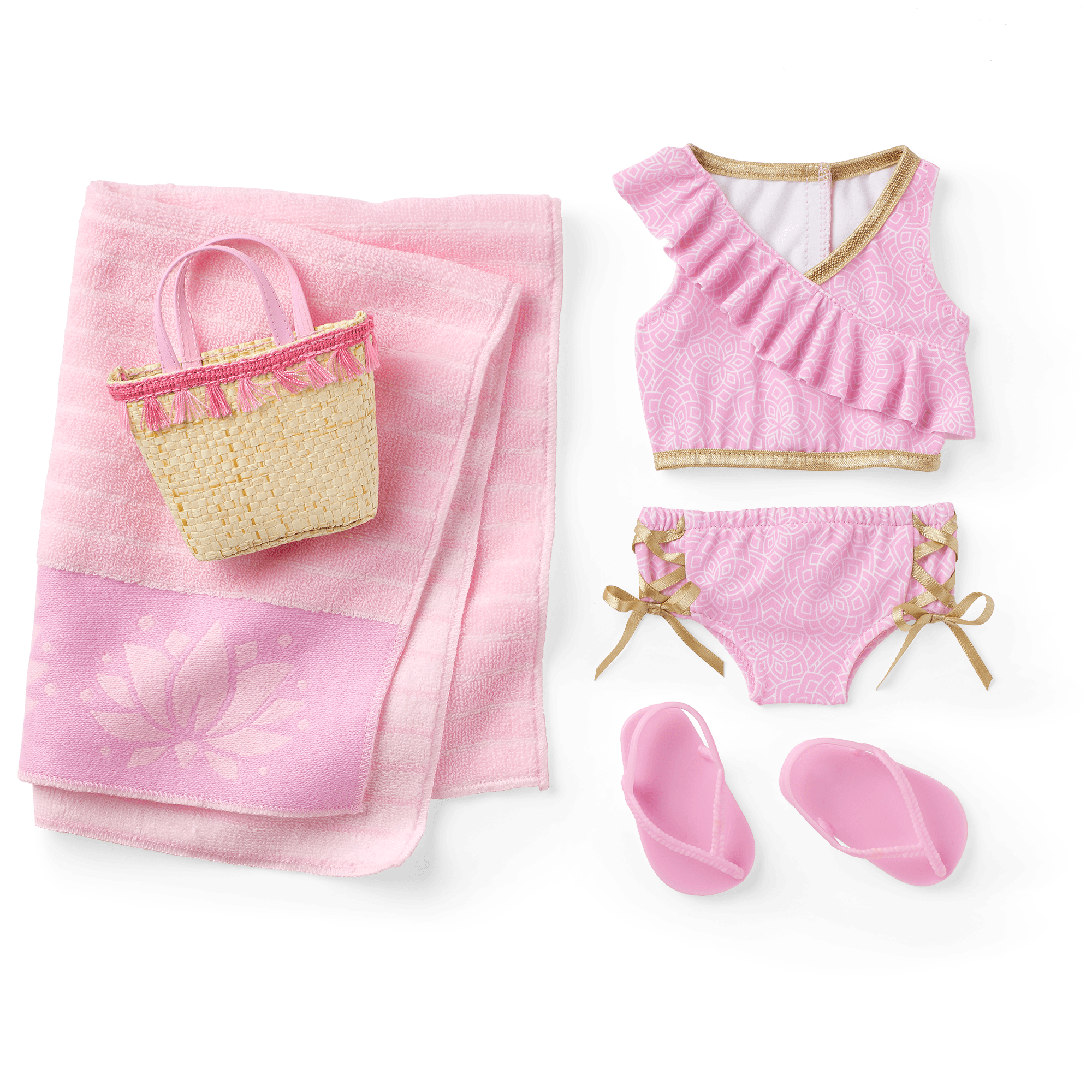 Rosy Resort Swimsuit For 18-Inch Dolls